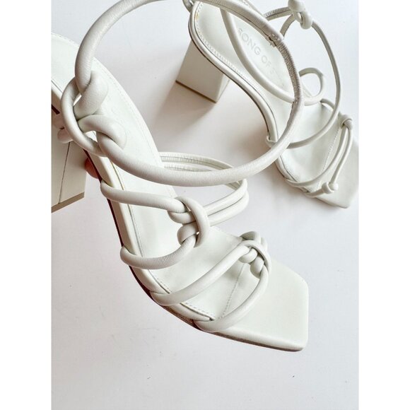 NWOB SONG OF STYLE Noelle White Leather Knotted Block Heel Sandals, Size 5.5 - Picture 5 of 14